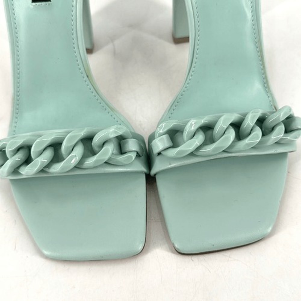 NWOT Nine West Womens Mindful Chain Square‎ Toe Heeled Sandals Mint Green Size 8 - Picture 8 of 12
